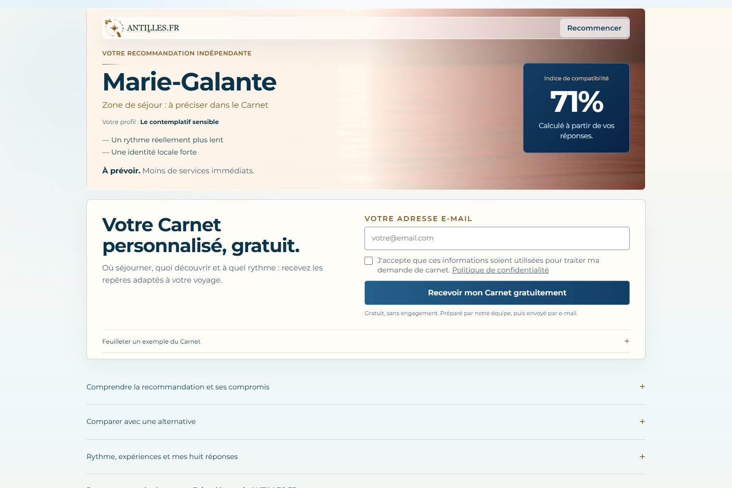 Exemple de résultat personnalisé